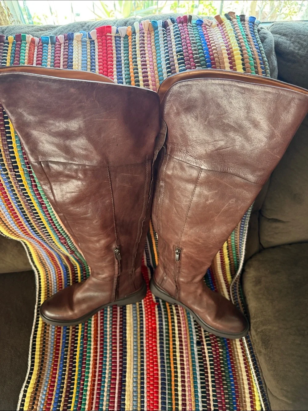 Franco Sarto Brown Over-the-Knee Leather Boots